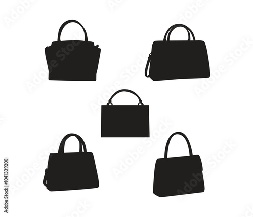 vector silhouette of women's handbag collection Illustration