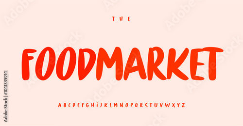 Playful brush alphabet, smooth rounded font, bold vintage style typography for cheerful cafe logo, friendly food branding, dynamic handmade lettering, modern retro alphabet. Vector typeset.