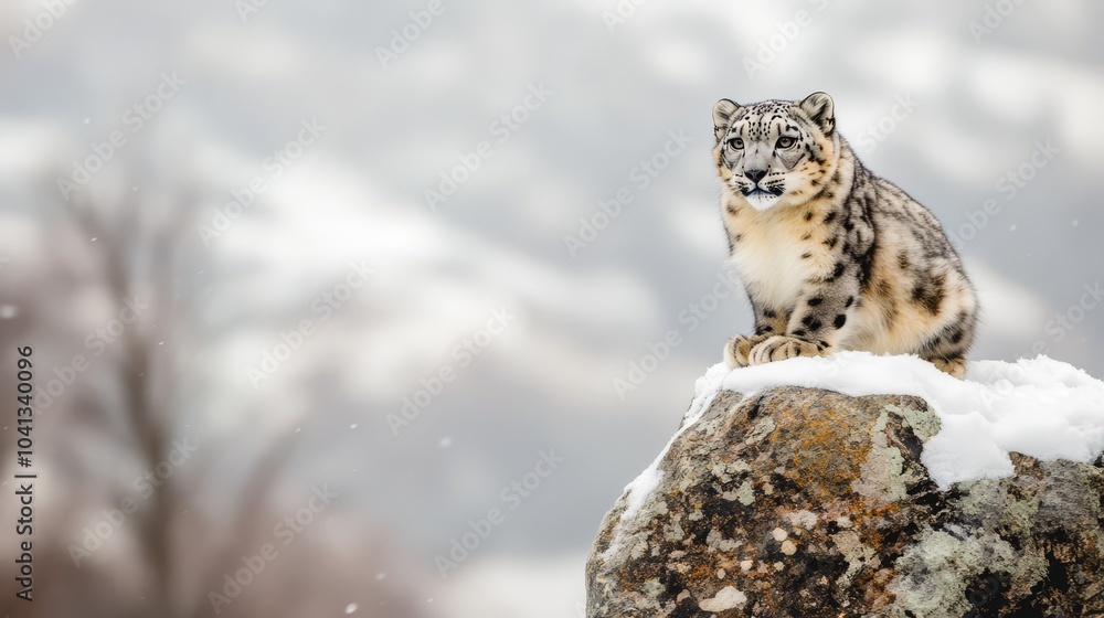 Snow Leopard on Rocky Outcrop Snow Leopard on Rocky Outcrop