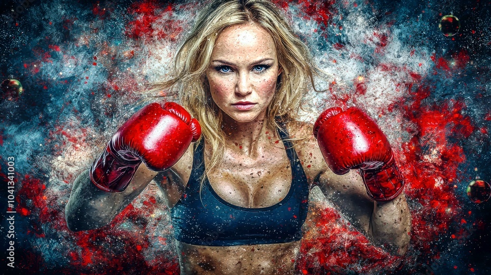 Dynamic 3D Illustration of Female Boxer in Action Dynamic 3D Illustration of Female Boxer in Action