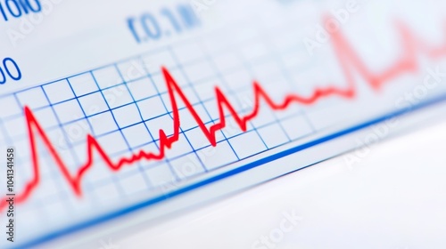 Red Heartbeat Line on EKG Monitor Graph