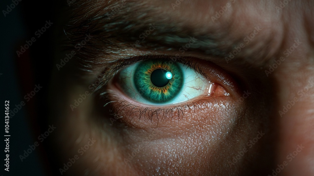 Close Up Green Eye Looking Intensely Close Up Green Eye Looking Intensely