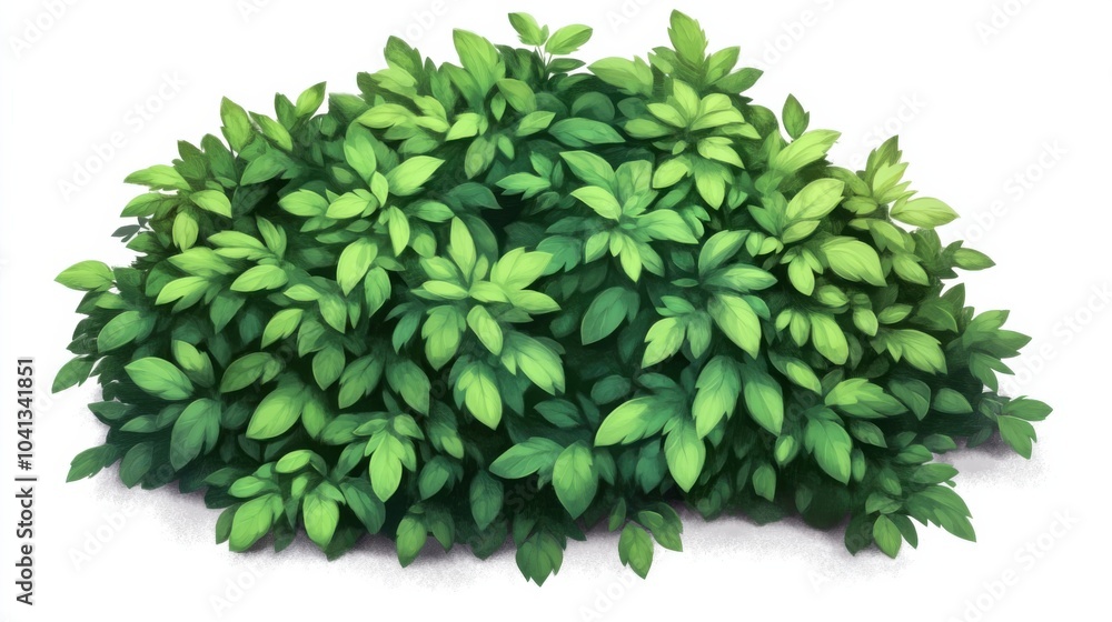 Obraz premium Lush Cartoon Bush with Oversized Green Leaves