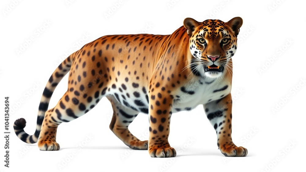 Obraz premium Panthera on a white isolated, portrait of a jaguar Panthera Leo