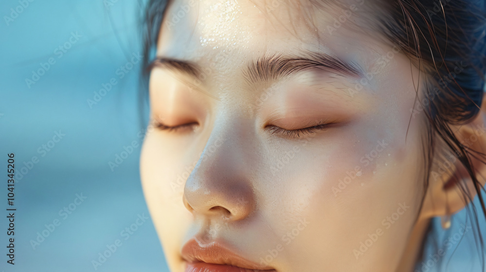 close-up portrait korean japaness chinese asian beauty girl women soft sunlight shadow peachful relaxed female natural dewy skin gentle morning light tranquil eyes closed subtle facial highlight focus close-up portrait korean japaness chinese asian beauty girl women soft sunlight shadow peachful relaxed female natural dewy skin gentle morning light tranquil eyes closed subtle facial highlight focus