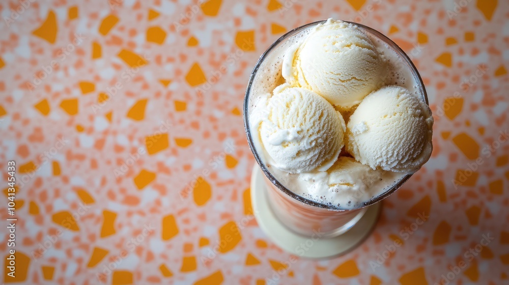 Creamy Vanilla Ice Cream in Tall Glass Creamy Vanilla Ice Cream in Tall Glass