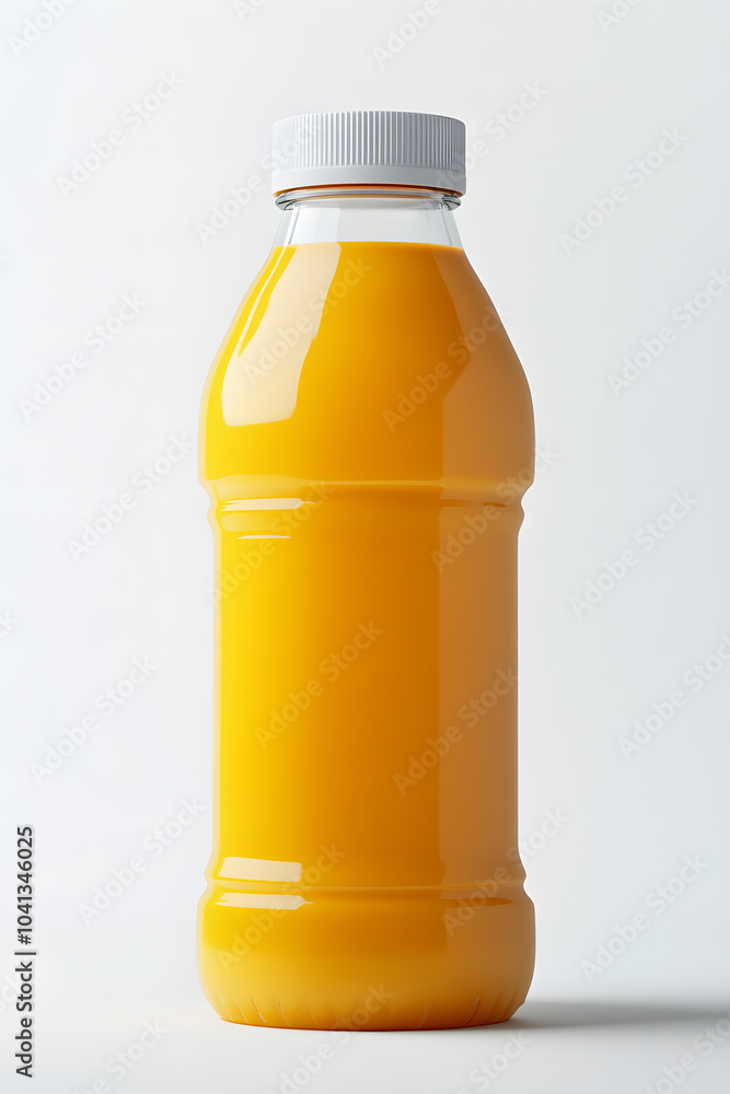 Glass bottle of fresh healthy orange juice mock up isolated on white background Glass bottle of fresh healthy orange juice mock up isolated on white background
