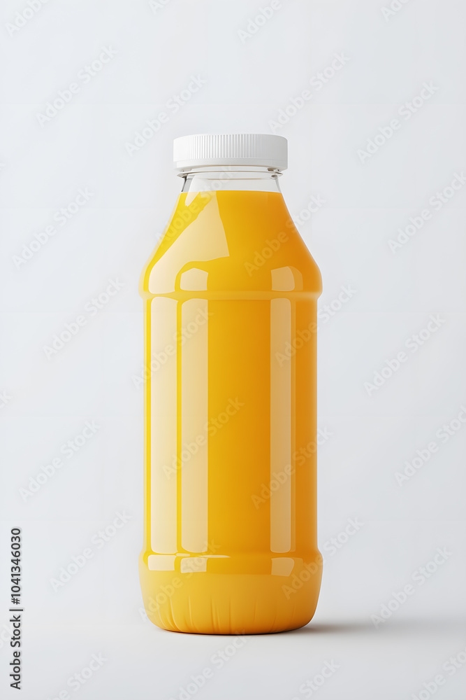 Glass bottle of fresh healthy orange juice mock up isolated on white background Glass bottle of fresh healthy orange juice mock up isolated on white background