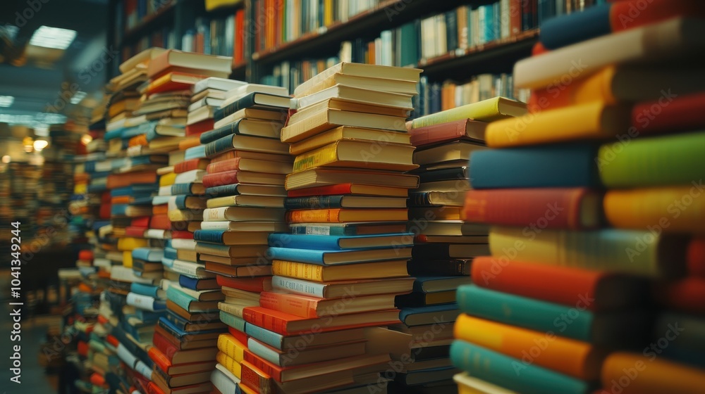 Obraz premium A Wall of Books in a Library