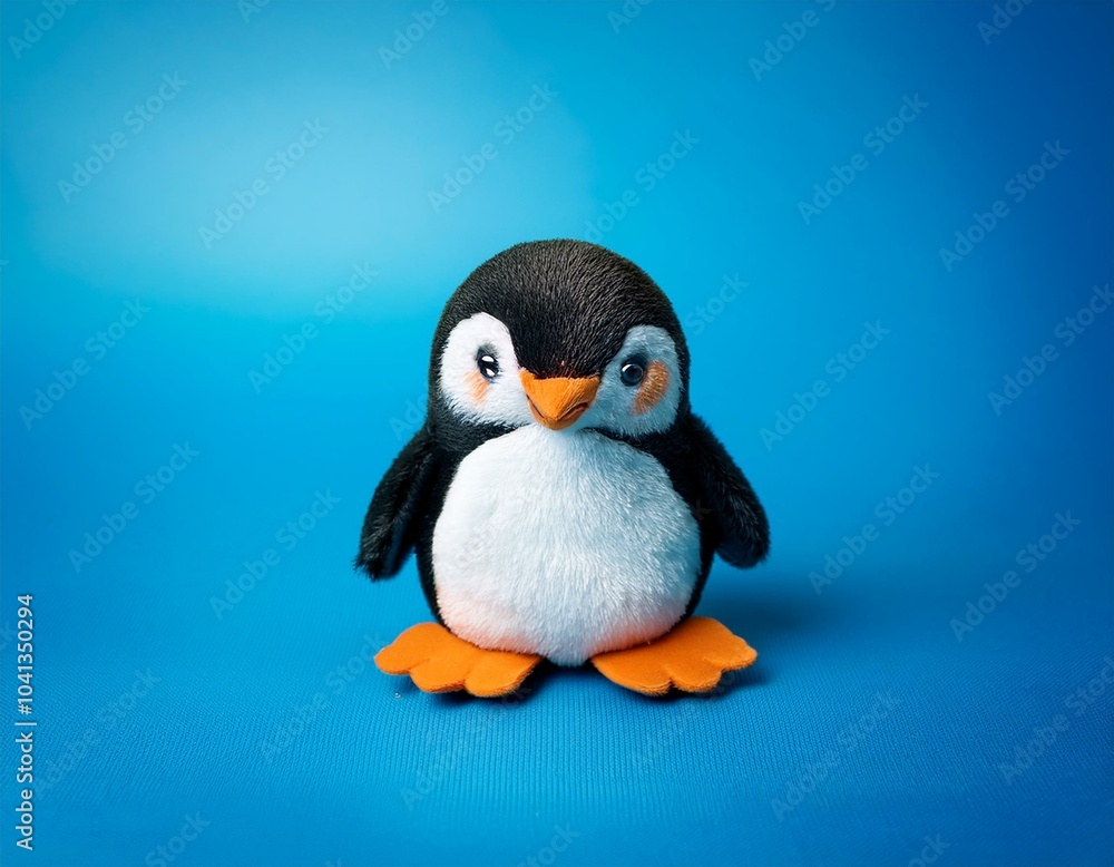 cute penguin doll with blue background cute penguin doll with blue background