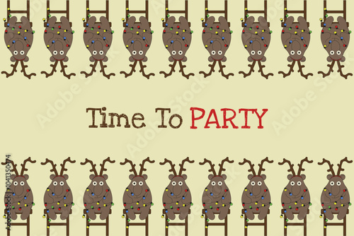 Funny Christmas discord horizontal banner template design with cute Capybara in garland and copy space. Fun vector banner with animal frame. EPS 10