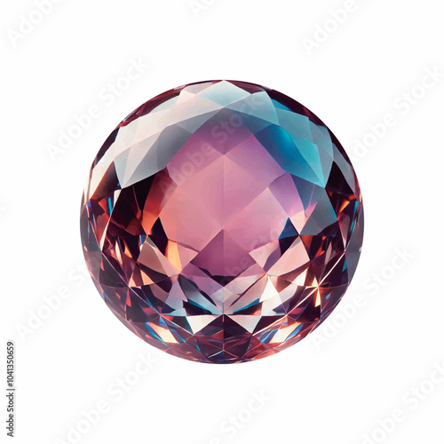 A gemstone sphere with purple and orange brilliance, showcasing an elegant design.