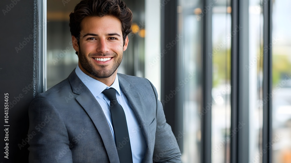 Portrait of smiling businessman in corporate environment Portrait of smiling businessman in corporate environment