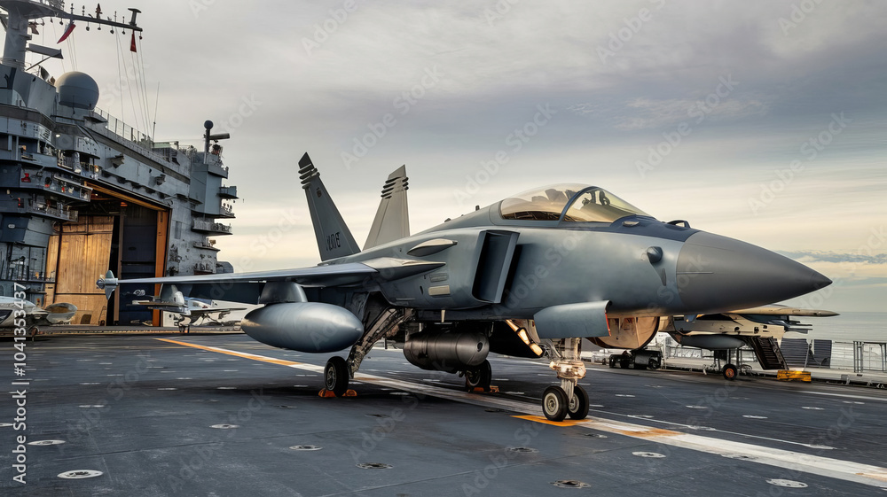 Fighter planes are preparing to take off on a landing craft in the middle of the sea. Fighter planes are preparing to take off on a landing craft in the middle of the sea.