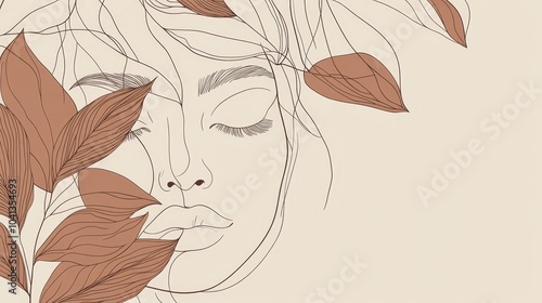 Serene Beauty with Leaves