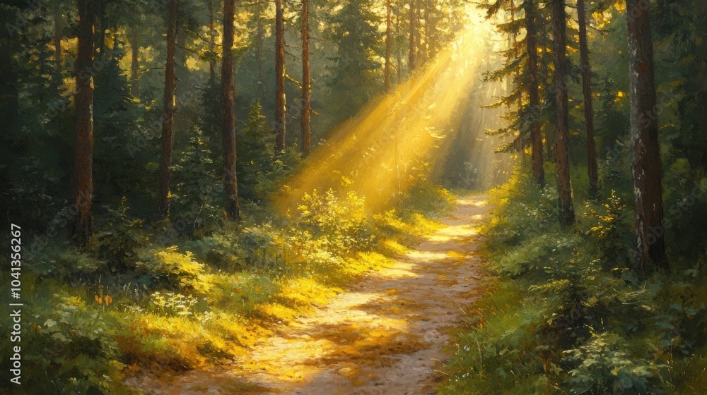 Obraz premium Sunlight Through the Forest