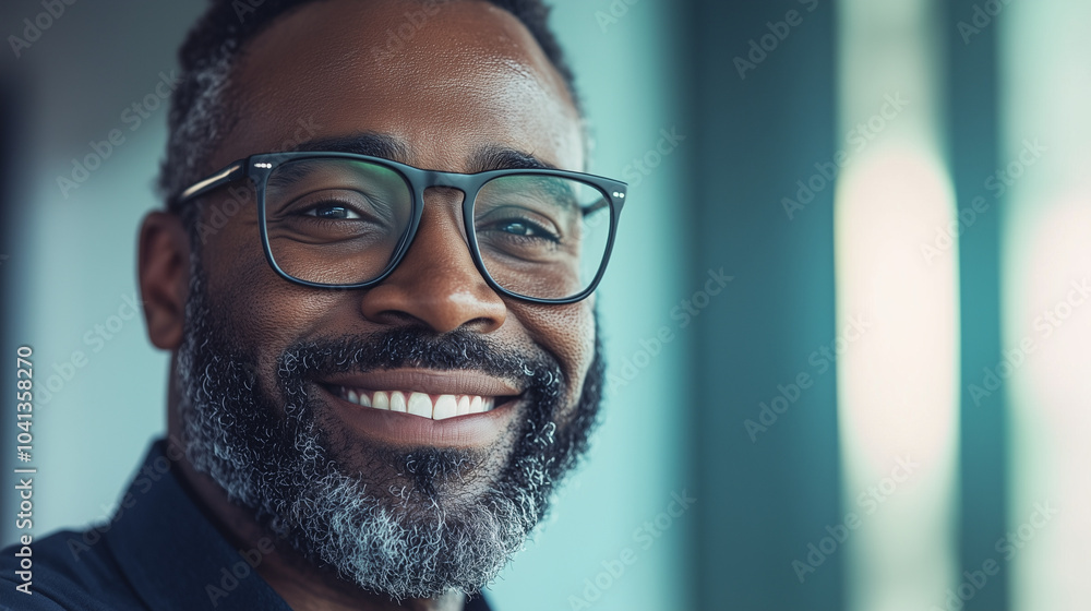 Fototapeta premium Confident Man Leading Virtual Meeting with International Clients