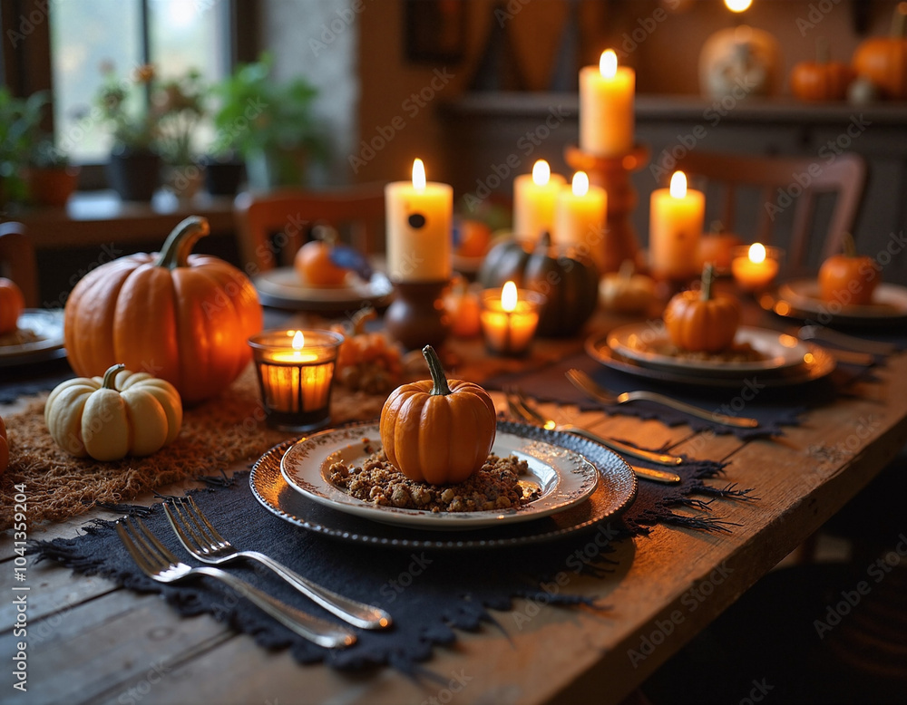 Naklejka premium Pumpkin Table Setting.