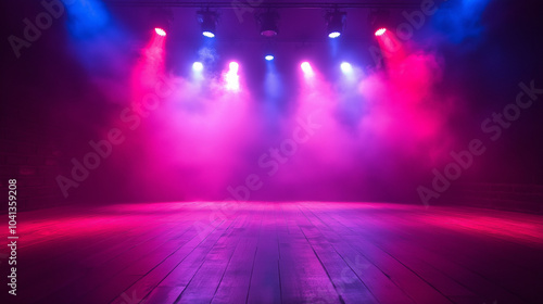 Wallpaper Mural scene, stage light with colored spotlights and smoke Torontodigital.ca