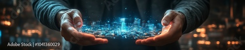 Business Leader Controlling Holographic Strategy in Corporate Environment
