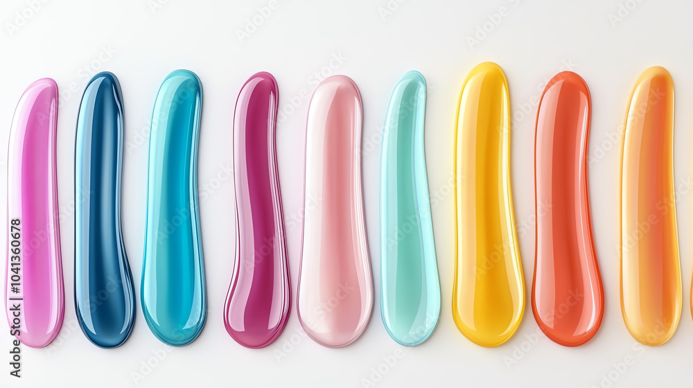A vibrant display of multicolor rainbow gradient slime shapes in smooth glossy textures for creative art projects and design inspiration A vibrant display of multicolor rainbow gradient slime shapes in smooth glossy textures for creative art projects and design inspiration