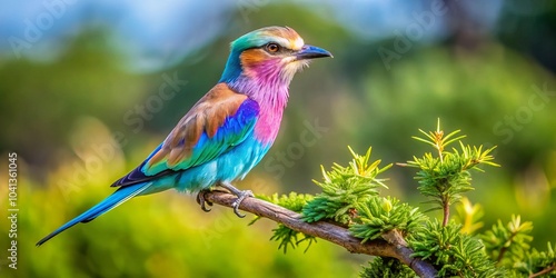 Lilacbreasted Roller in Pafuri Region, Kruger National Park - Colorful Bird Photography, Wildlife, Nature, South Africa, Exotic Birds, Panoramic View, Vibrant Colors, Scenic Landscape photo