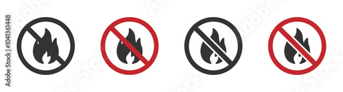 No fire vector icon. Fire prohibited vector icon. No fire icon. Fire is not allowed sign