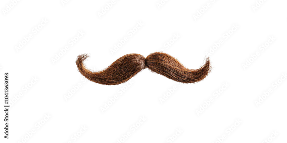 Photograph of a brown mustache shape on a white background.