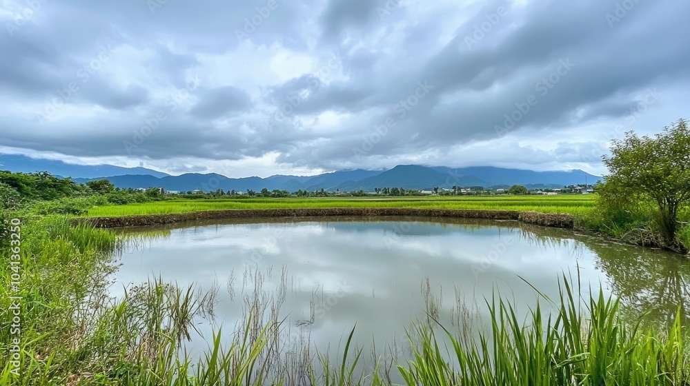Tranquil Landscape with Water Reflection and Mountains Tranquil Landscape with Water Reflection and Mountains