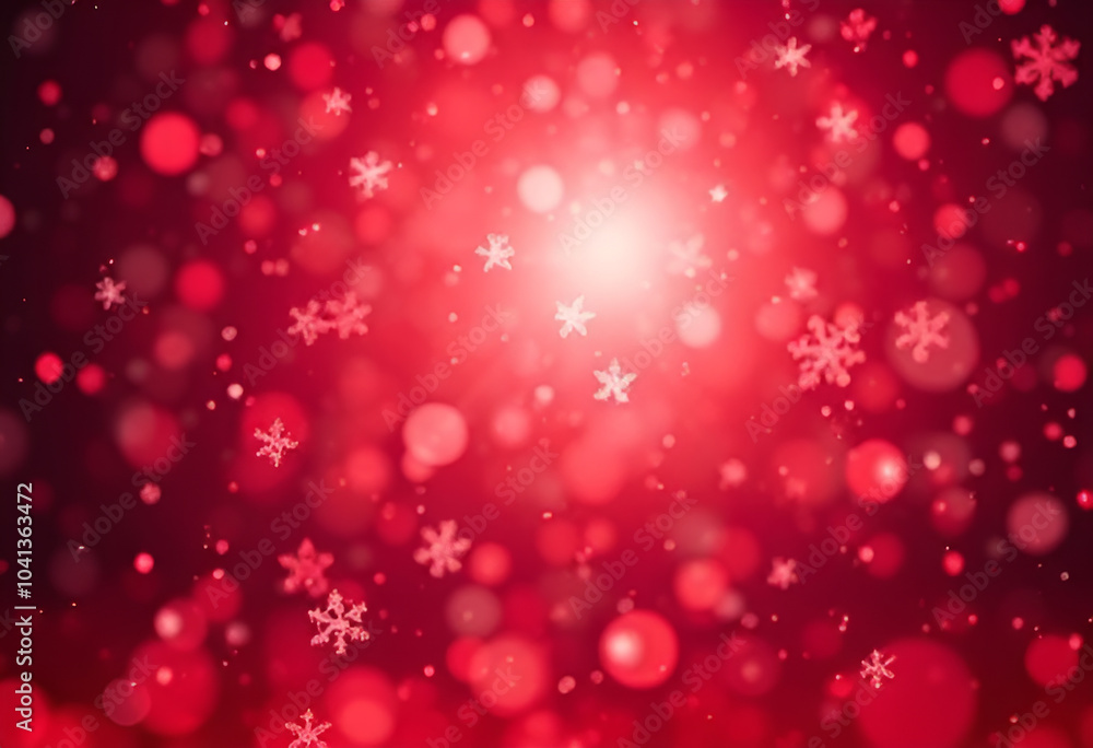 Christmas theme snowflakes in motion on a red background with bokeh effect Christmas theme snowflakes in motion on a red background with bokeh effect