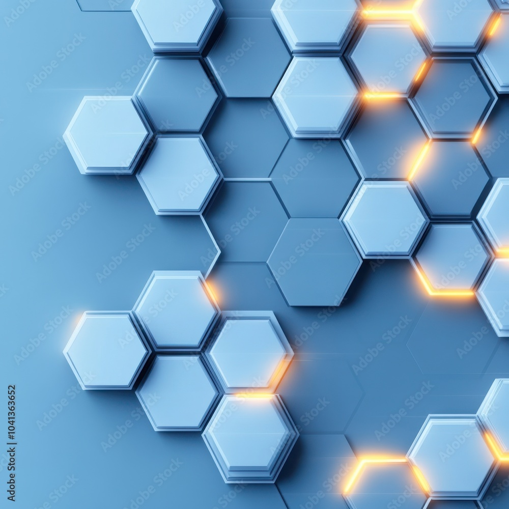 A modern design featuring hexagonal patterns in shades of blue with glowing accents, suggesting technology and innovation. A modern design featuring hexagonal patterns in shades of blue with glowing accents, suggesting technology and innovation.