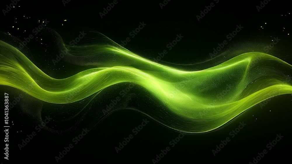 3d dynamic green digital wave. Smart technology wave. Flow digital structure. Cyber technology background. 3D rendering.