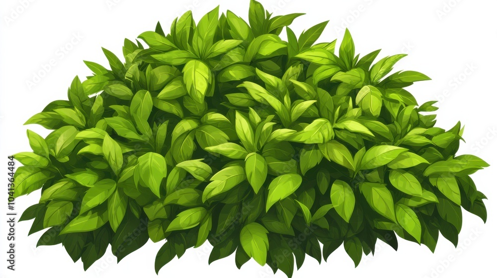 Obraz premium Cartoonish Layered Green Bush with Vibrant Leaves