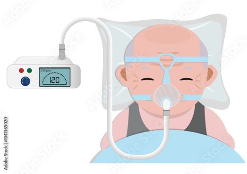 Sleep apnea elder man.