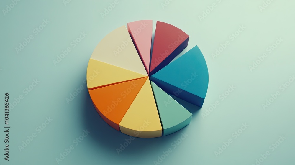 Colorful Pie Chart Representation on Green Background Colorful Pie Chart Representation on Green Background