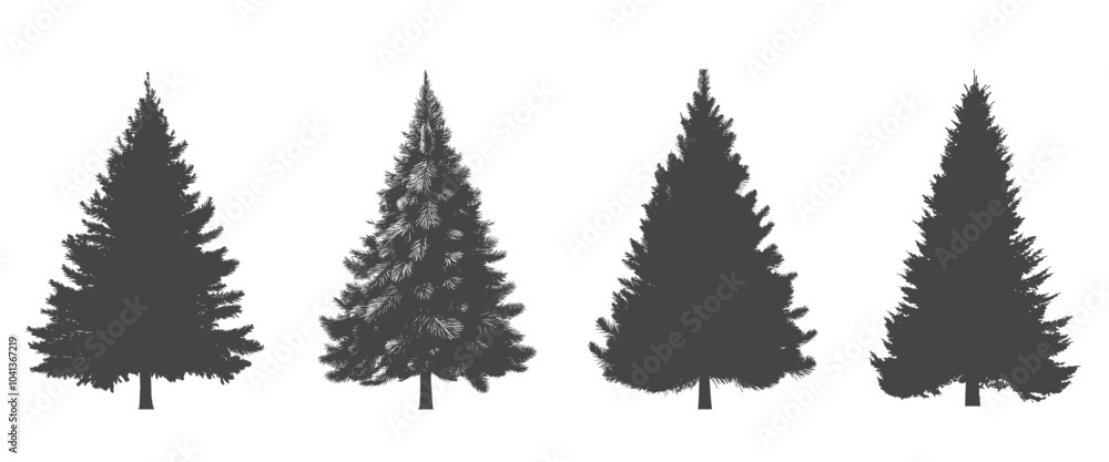 Fototapeta premium fir tree silhouettes. Christmas tree. Christmas, New Year and nature design element. conifer vector image in simple style