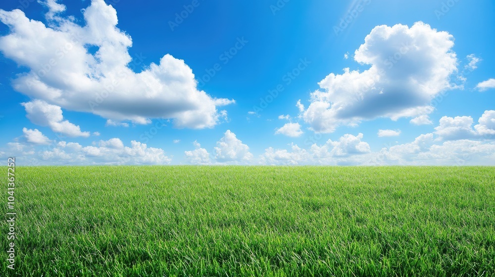 Obraz premium Lush Green Field Under Bright Blue Sky