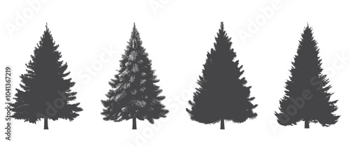 fir tree silhouettes. Christmas tree. Christmas, New Year and nature design element. conifer vector image in simple style