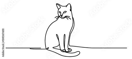 elegant line drawing of a cat showcasing simplicity and balance black vector
