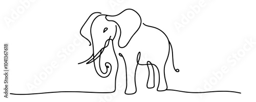 graceful line art of an elephant emphasizing simplicity and beauty black vector