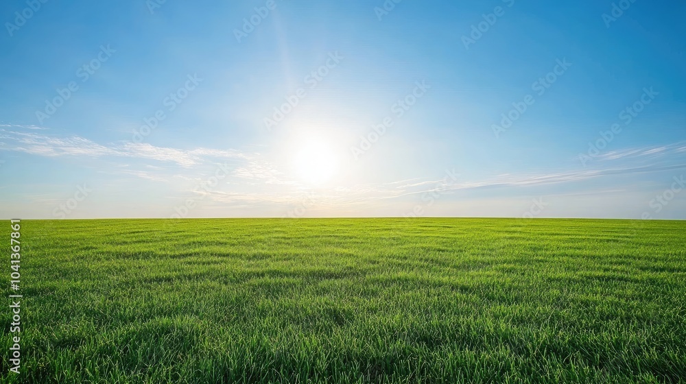 Bright Green Field Under Clear Blue Sky Bright Green Field Under Clear Blue Sky