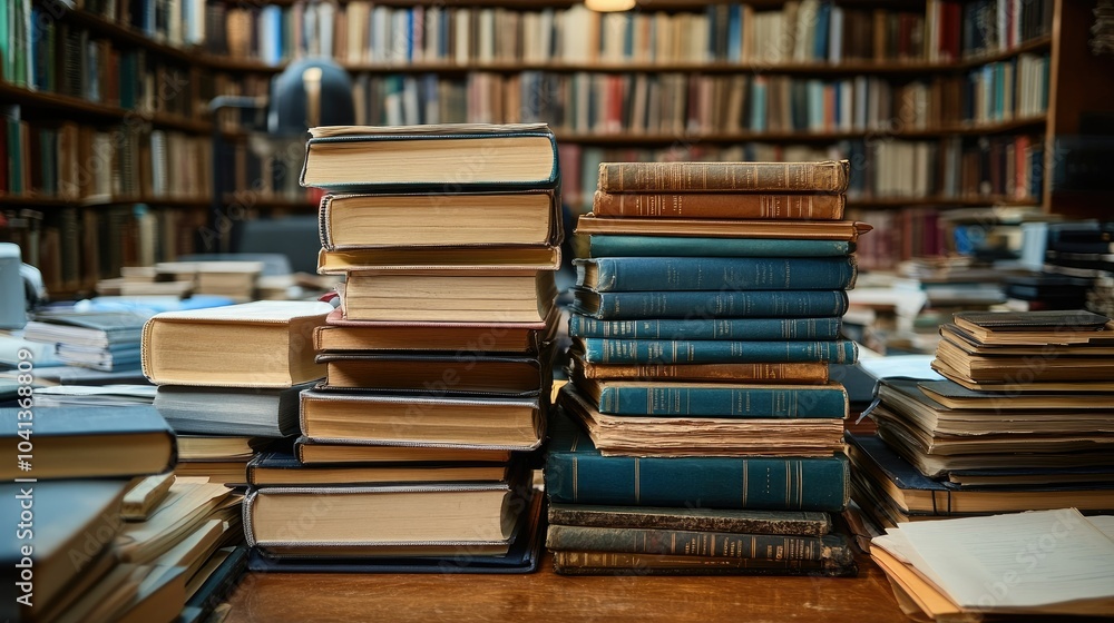 Stack of business books and documents on a desk Stack of business books and documents on a desk