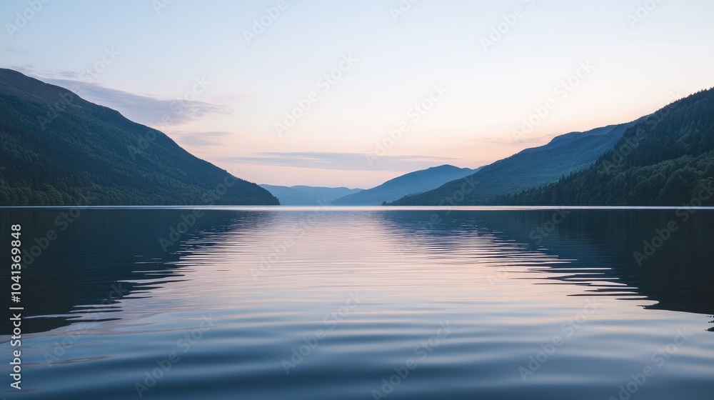 Serene Lake at Sunset with Mountain Reflection Serene Lake at Sunset with Mountain Reflection