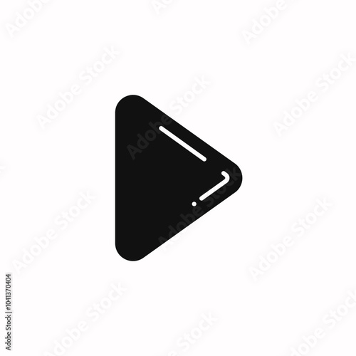 Black play button icon in flat style