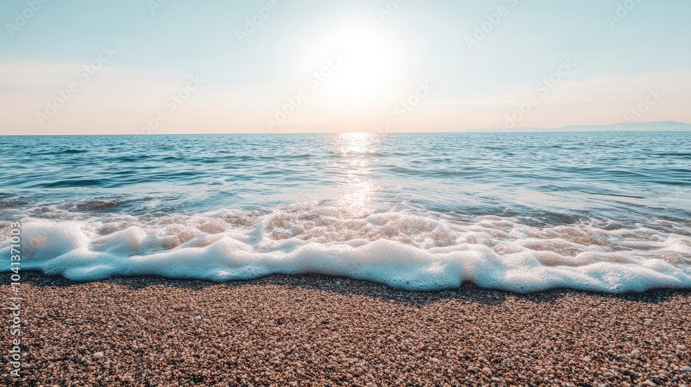Serene Ocean Waves at Sunrise on Sandy Beach Serene Ocean Waves at Sunrise on Sandy Beach