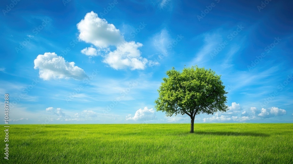 Lush Green Tree Under Bright Blue Sky Lush Green Tree Under Bright Blue Sky