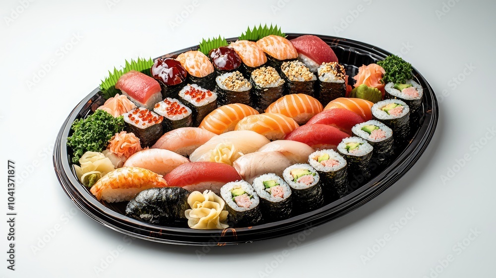 Beautifully Arranged Sushi Platter with Variety Beautifully Arranged Sushi Platter with Variety