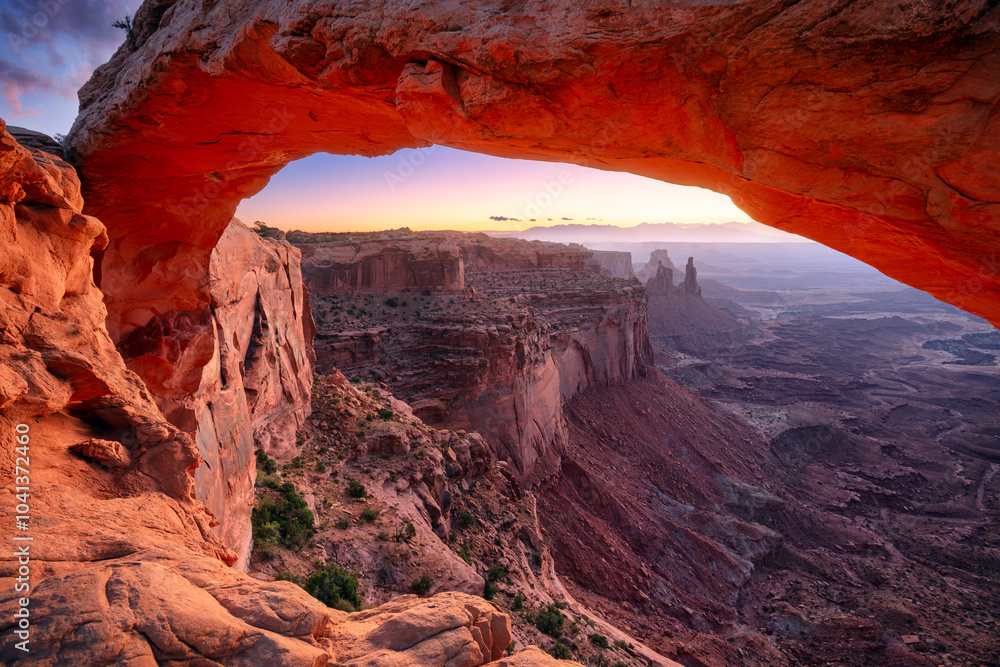Mesa Arch, Canyonlands National Park, Utah, USA. Landscape image of Mesa Arch, Canyonlands National Park, Utah, USA at autumn sunrise.