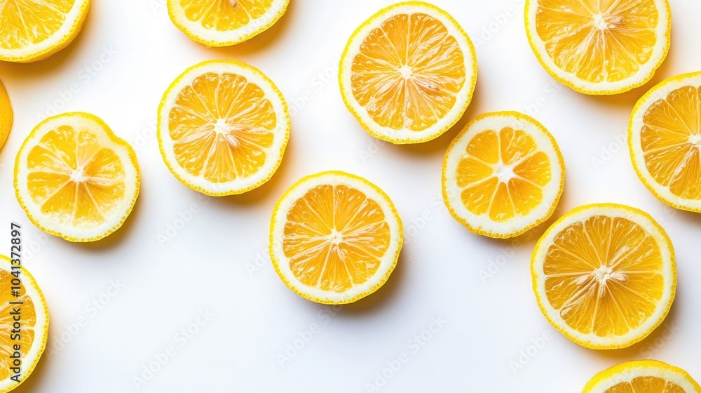 Fresh Lemon Slices on a White Background Fresh Lemon Slices on a White Background