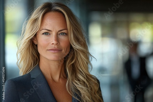 Wallpaper Mural Close-Up of a Posed Business Woman with Wavy Hair in Modern Style and Natural Lighting Torontodigital.ca